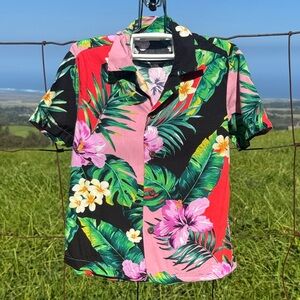 Vintage Bishop St Hawaii Tropical Aloha Shirt boys unisex size 5